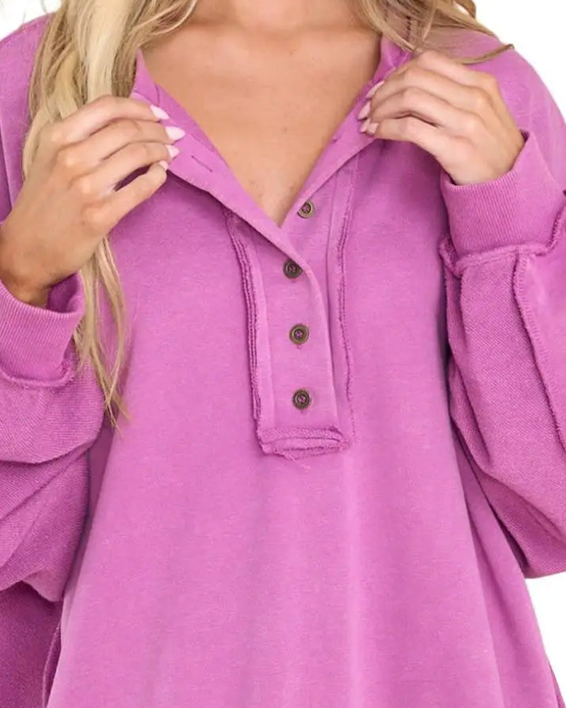 Sweatshirt Knapp Oregelbunden Solid Löss