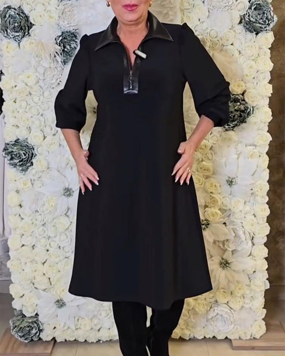 Modeklänning Med Halv Dragkedja Och Krage