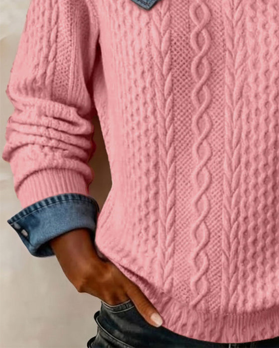 Sweatshirt En-Axel Spagettiband Denim Patchwork Casual