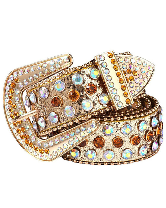 JASGOOD Bälte För Kvinnor Och Män Med Strass, Bling Västern Cowgirl Cowboy Nitläderbälte, Diamant Midjebälte För Jeans Och Byxor