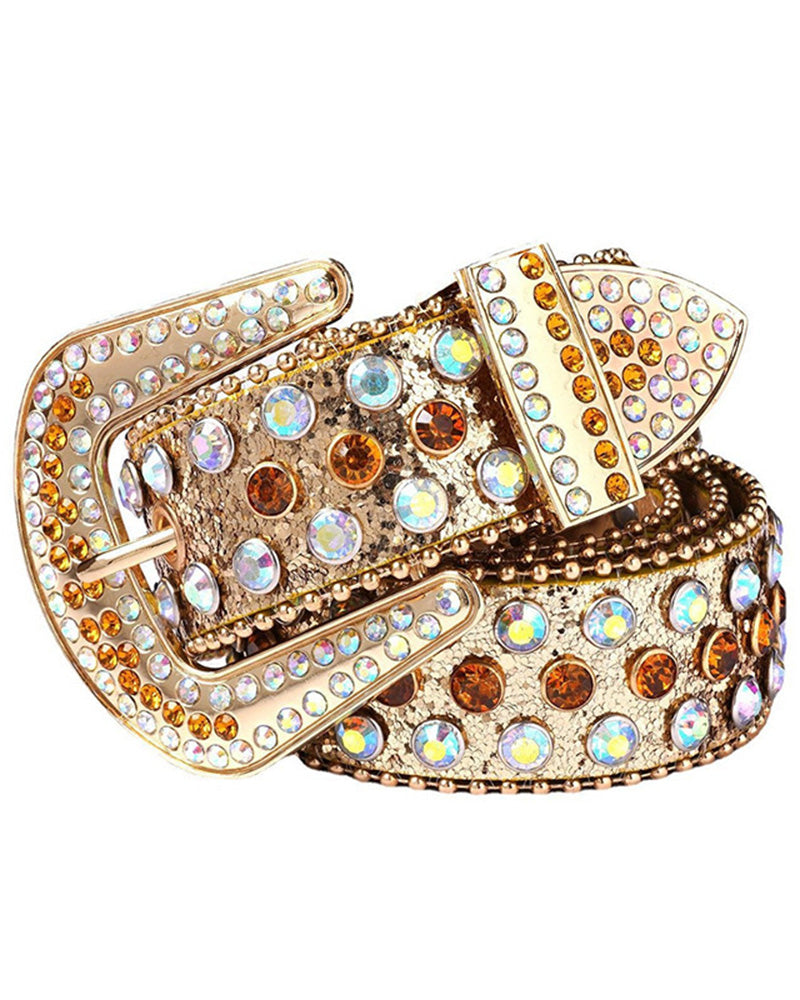 JASGOOD Bälte För Kvinnor Och Män Med Strass, Bling Västern Cowgirl Cowboy Nitläderbälte, Diamant Midjebälte För Jeans Och Byxor