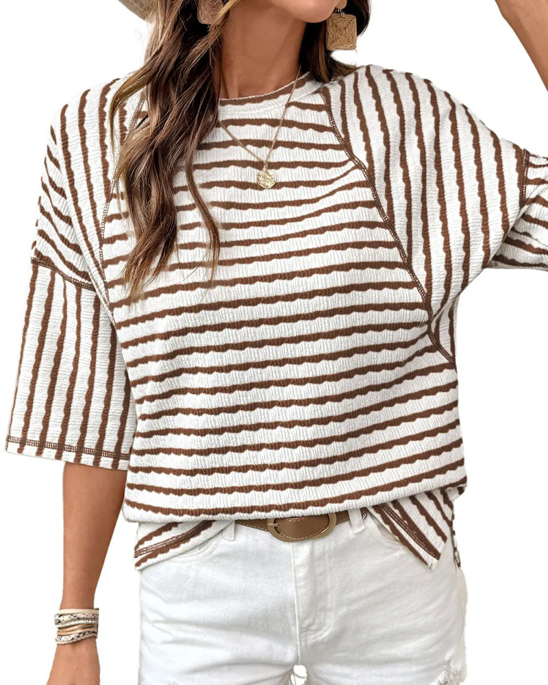 Mångsidig Randad Kortärmad T-Shirt