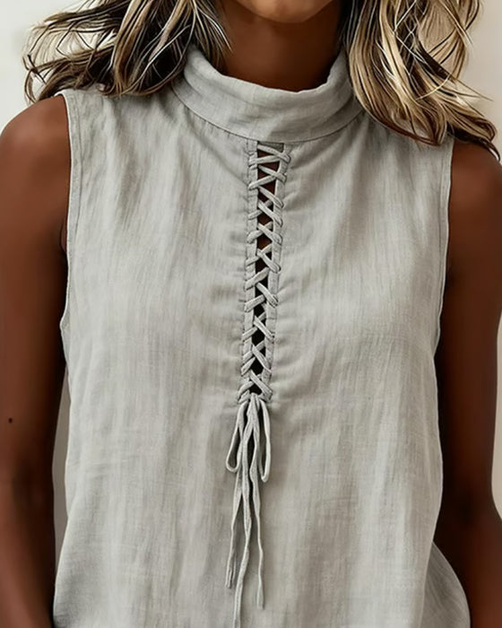 Tank Top Mock Neck Slips Ärmlös