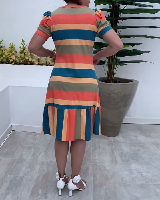 Klänning avslappnad kortärmad randig