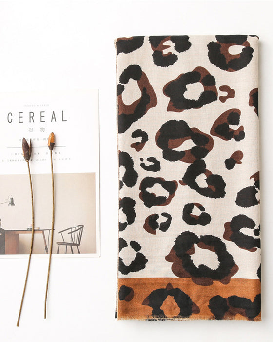 Dam Halsduk Leopard Lapptäcke Print Fransar Schal