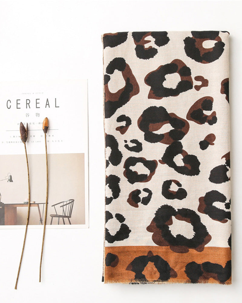 Dam Halsduk Leopard Lapptäcke Print Fransar Schal