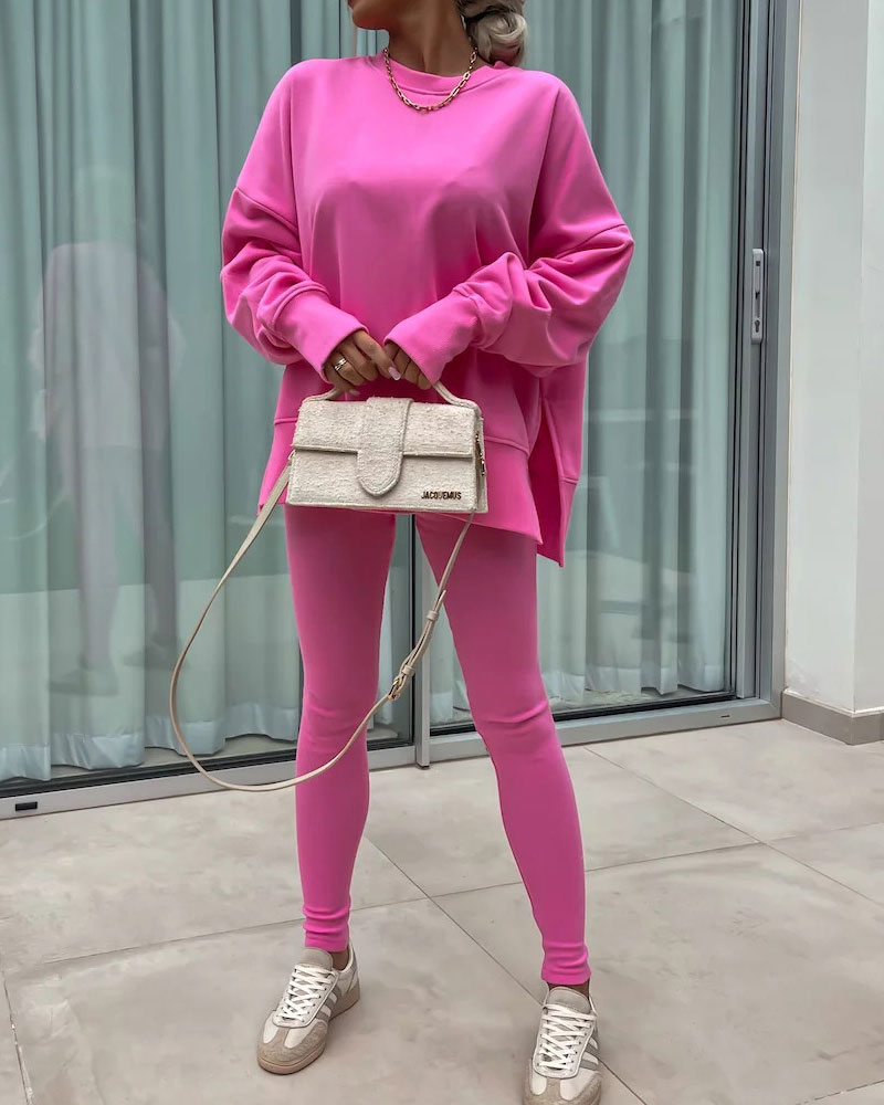 Set Slim Byxor Löst Sweatshirt