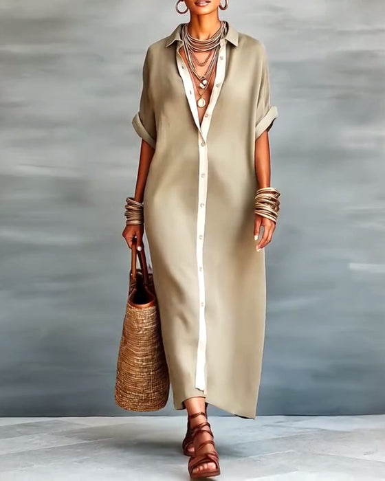 Skjortklänning Elegant Slagkrage Draperad