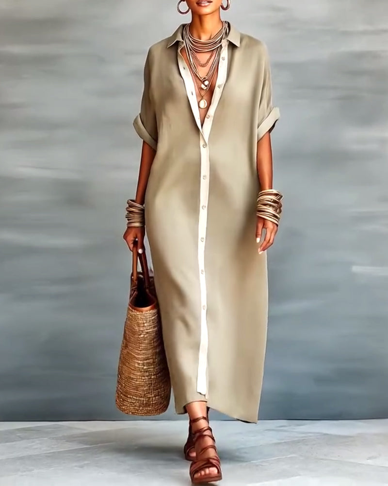 Skjortklänning Elegant Slagkrage Draperad