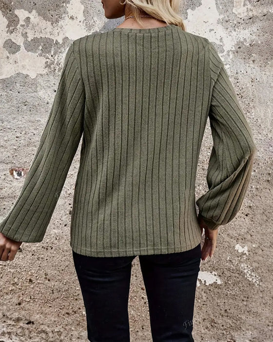 Topp Ribbad Stickad Leopardtryck