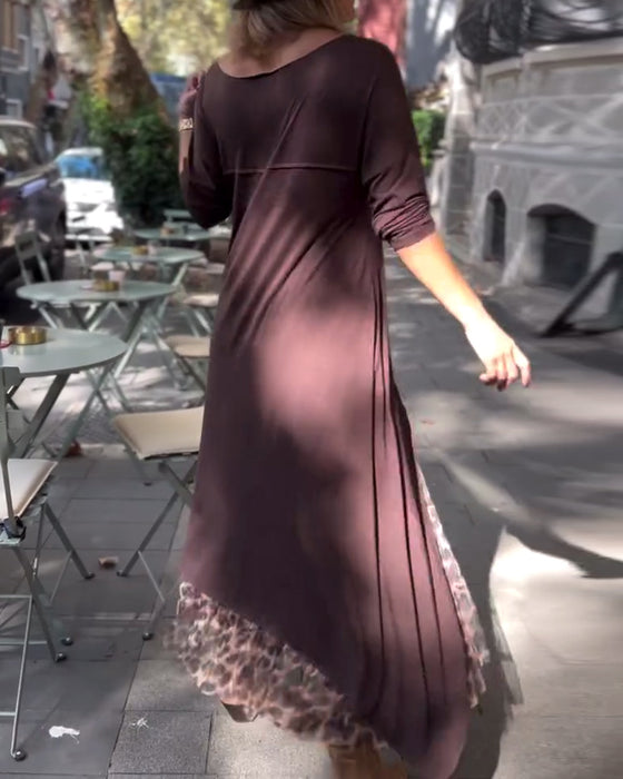 Klänning Långärmad Enfärgad Oregelbunden