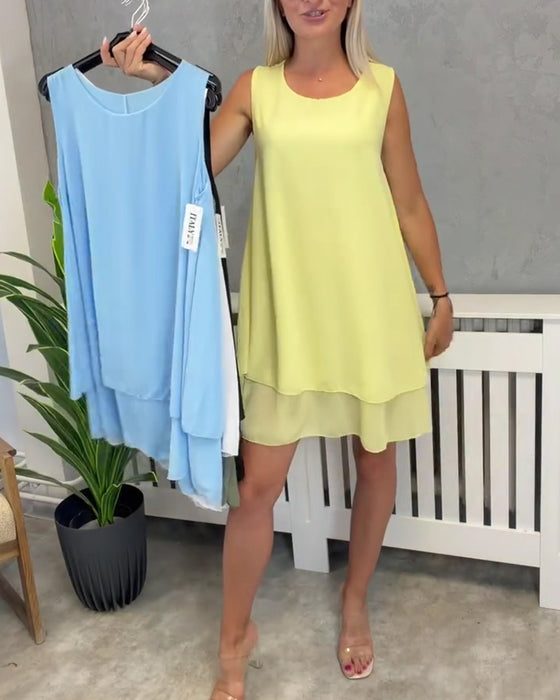 Klädning Ärmlös Solid Casual