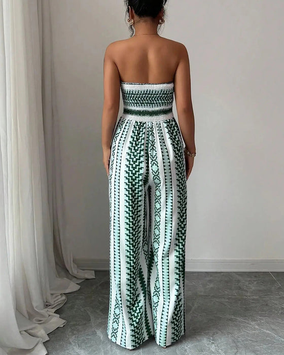 Jumpsuit Geometrisk Bandeau Slits Bred Ben