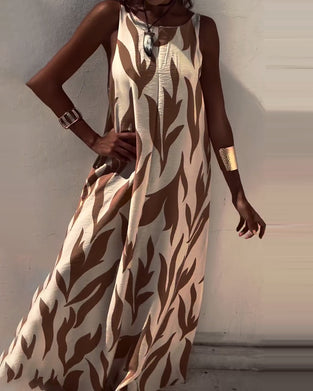 Klänning ärmlös Rygglös Tryckt