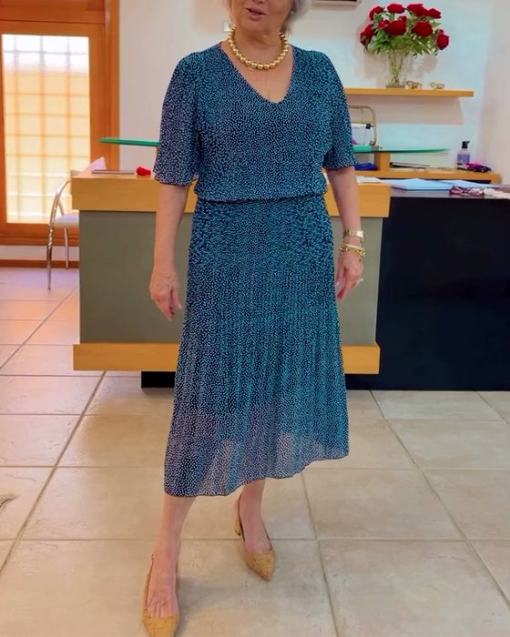 V-ringad lös kjol på mitten av ärmen