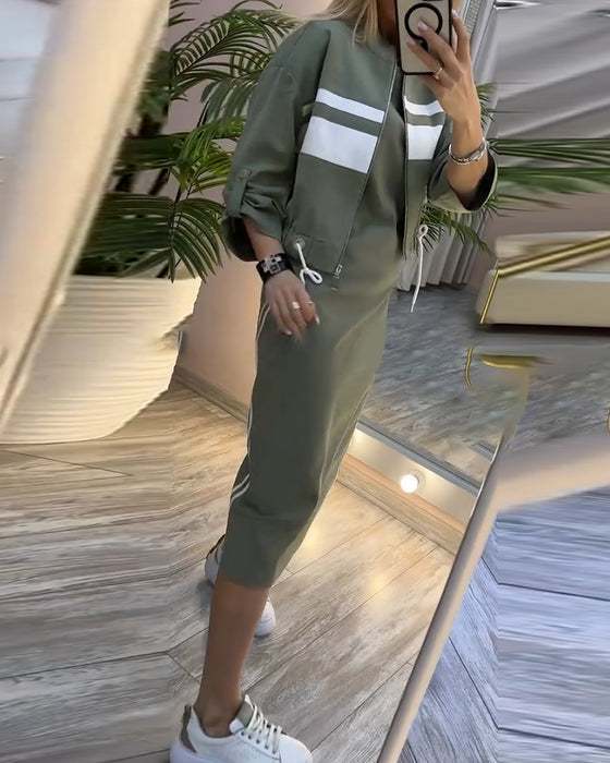 Set casual jacka ärmlös klänning