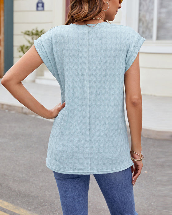 T-Shirt Rund Hals Enfärgad Kort Ärm