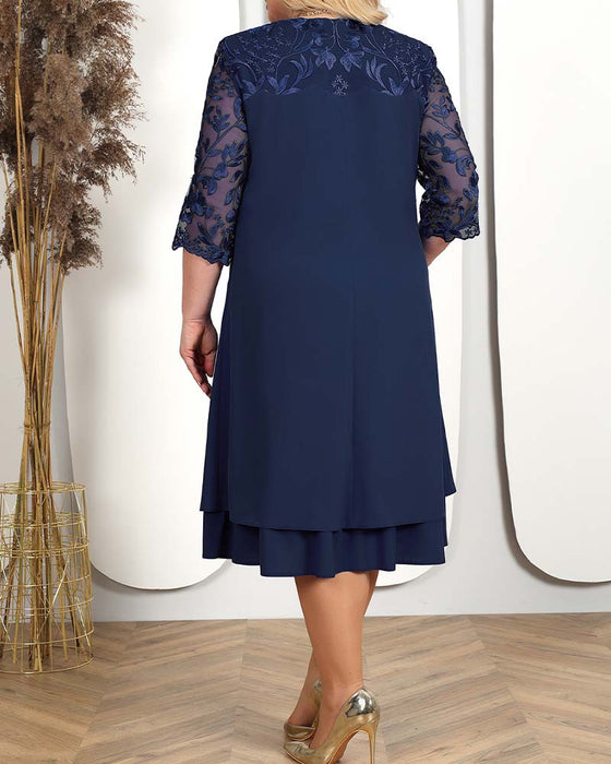 Klänning avslappnad lös broderad chiffong