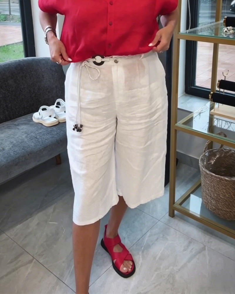 Byxa Hög Midja Loose Fit Knyt Midja Vida