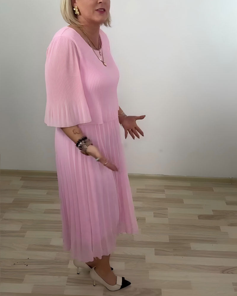 Klänning Veckad Mellanlång Ärm