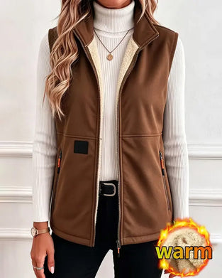 Cardigan Vadderad Polar Fleece Öppen Fram