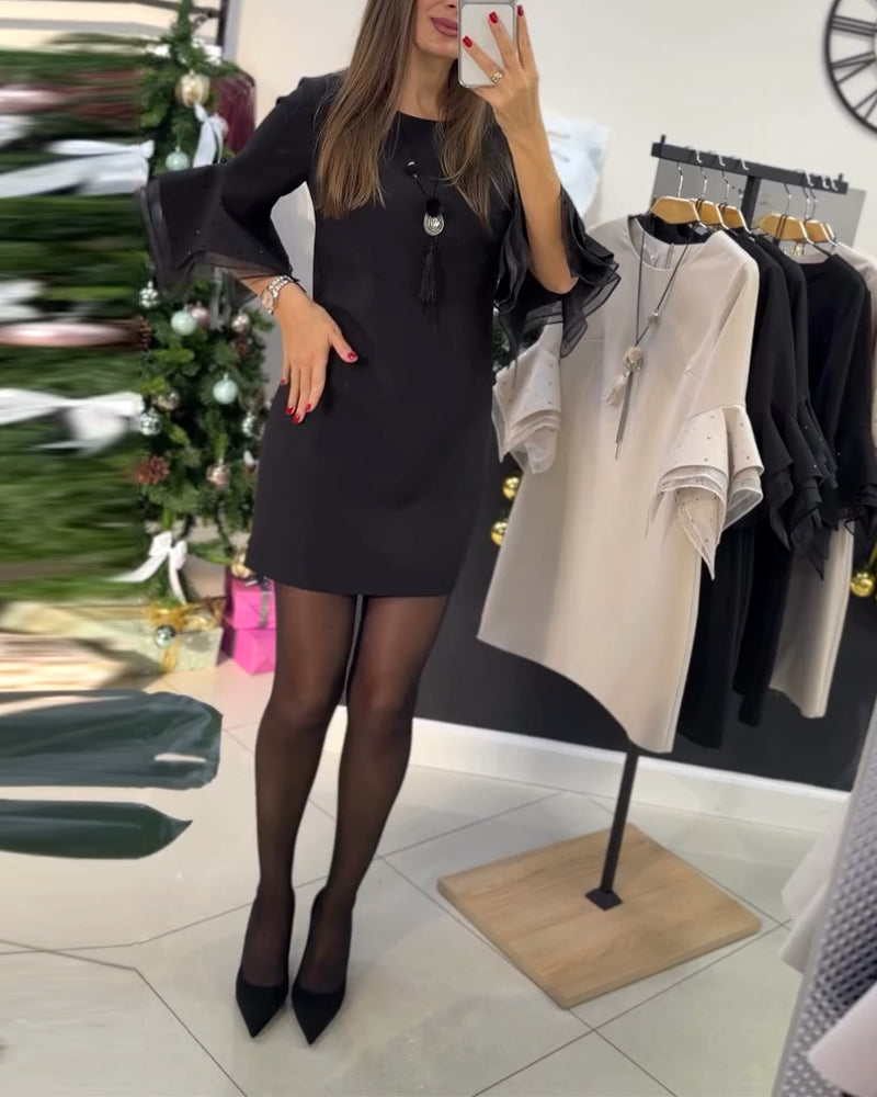 Klänning Stilfull Näckroslöv Försilvrad Kristaller Rak Passform