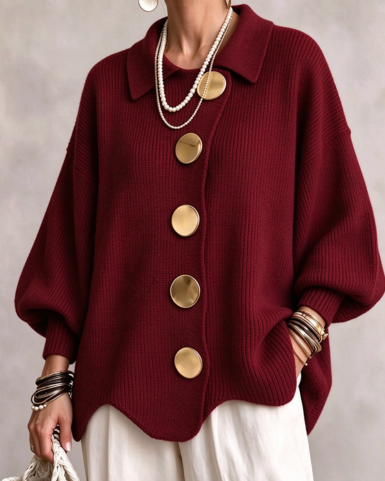 Cardigan Stor Metallknapp Slag