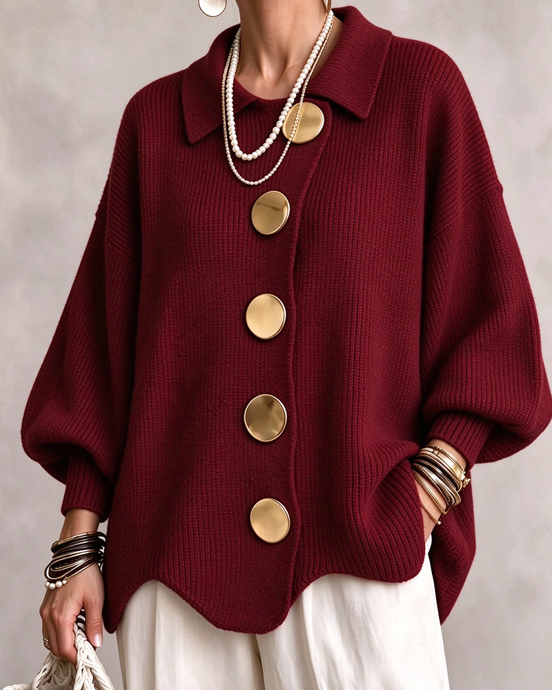 Cardigan Stor Metallknapp Slag