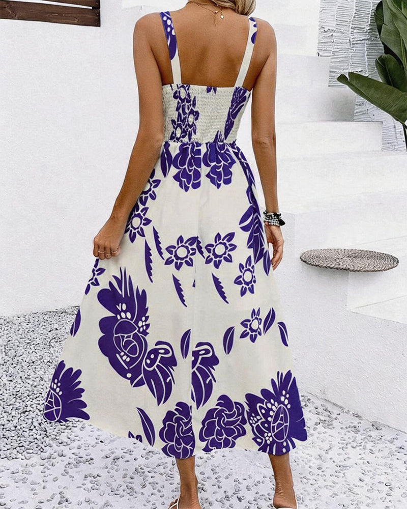 Klänning Elegant Rem Tryck