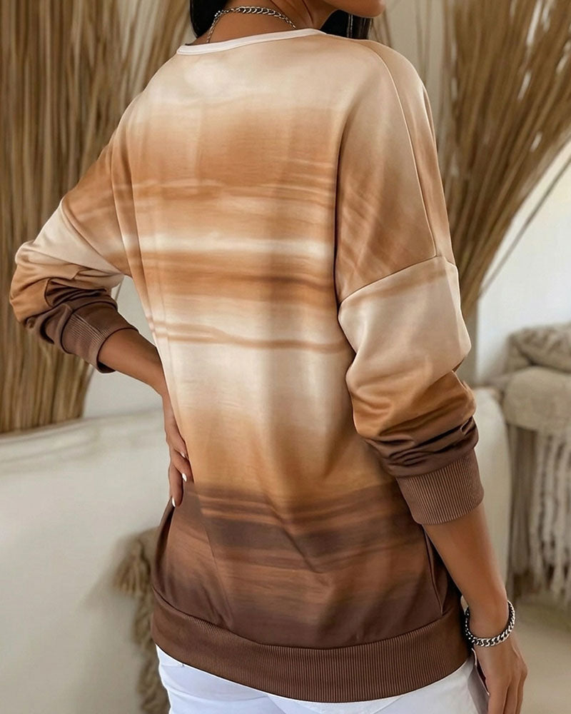 Sweatshirts V-Hals Lång Ärm Ombre