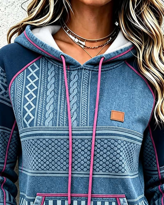 Hoodie Huvförsedd Lång Ärm Avslappnad