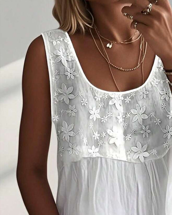 Tank Top U-Hals Ärmlös Solid