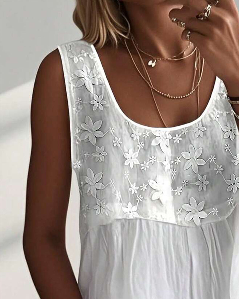 Tank Top U-Hals Ärmlös Solid