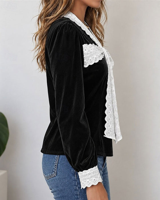 Topp V-Hals Rosett Patchwork