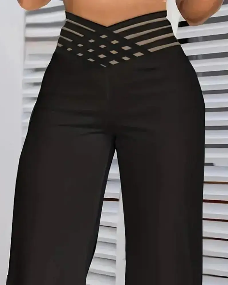 Byxor Kors-Midja Leopard Tryck Uttalade