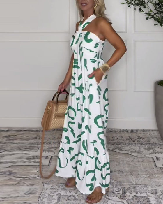 Klänning Halterneck Mönstrad Rygglös Sexig