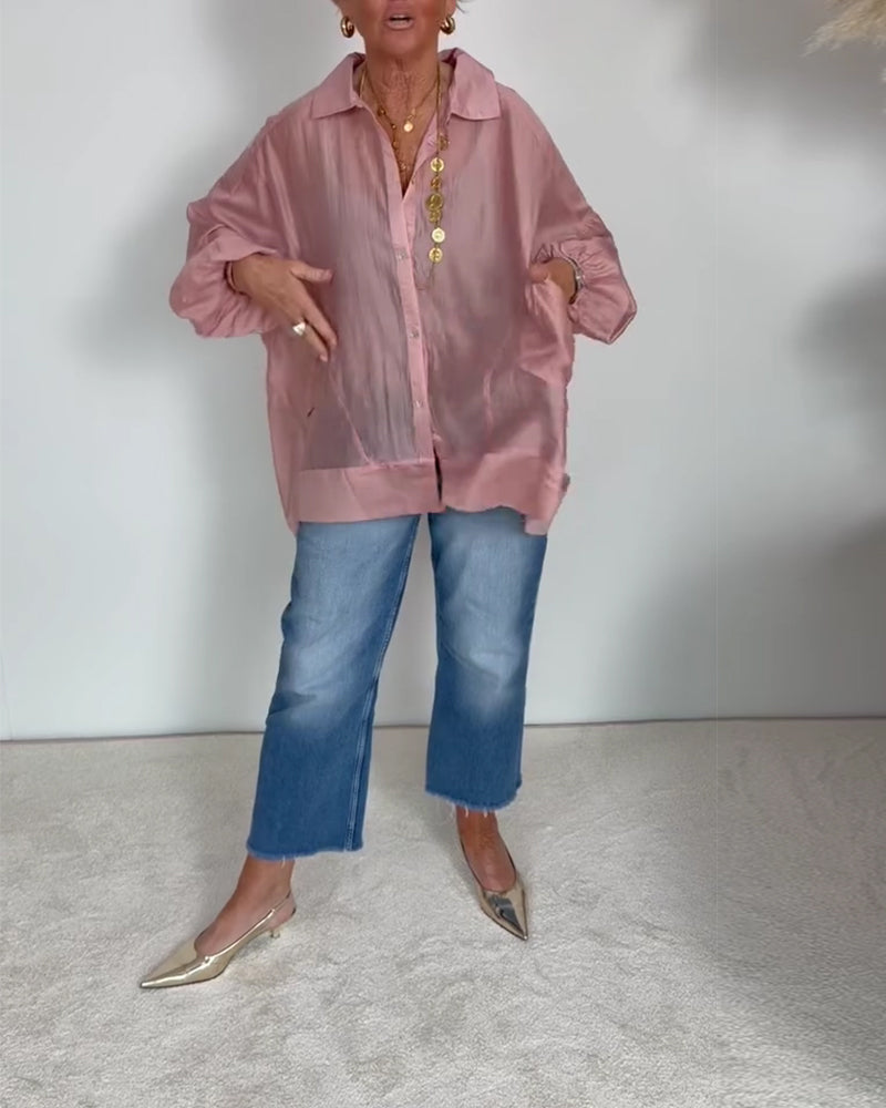 Skjorta Lykta Ärm Sheer Lös