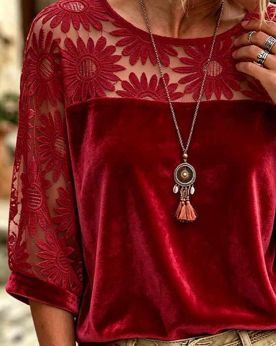Blus Rundhalsad Solros Casual