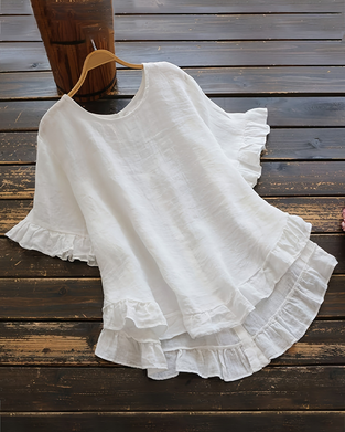 Topp Enfärgad Lös Volang