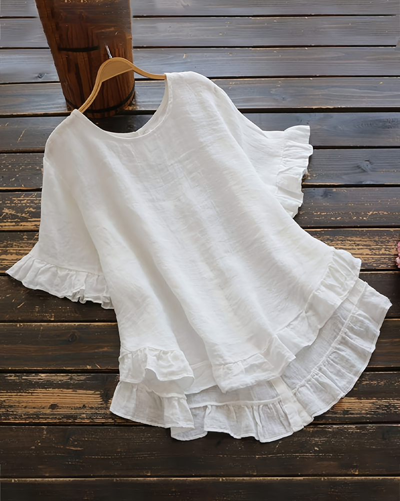 Topp Enfärgad Lös Volang