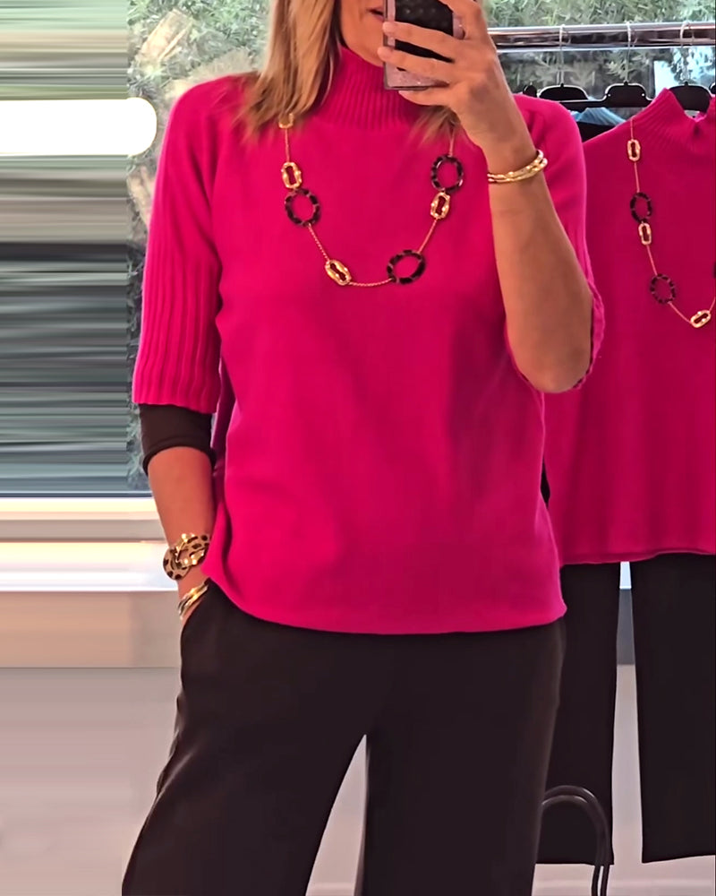 Pullover tröja avslappnad enfärgad varm