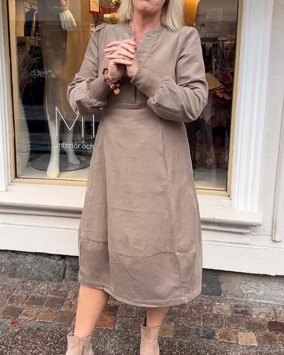 Klänning avslappnad retro långärmad