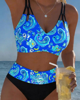 Bikini Färgblock Rem Paisley