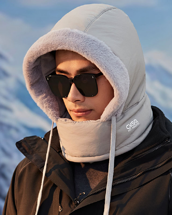 Tjockad Termisk Huva Med Plysfoder Och Ansiktsmask För Män Och Kvinnor