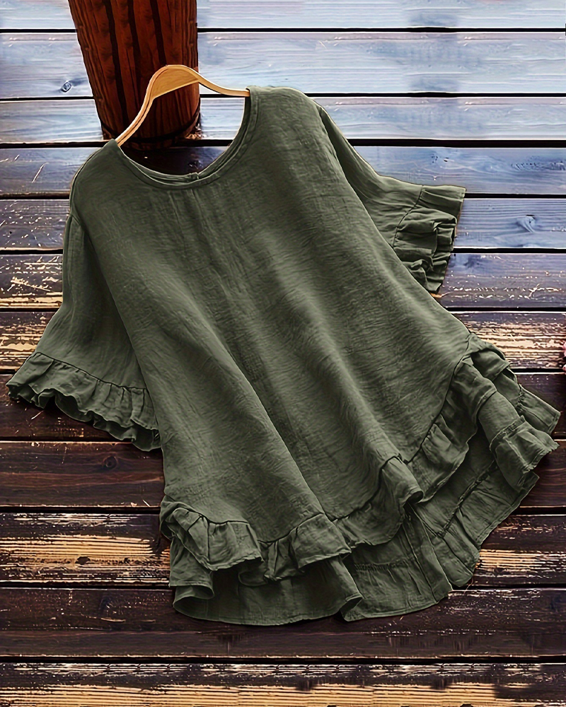 Topp Enfärgad Lös Volang