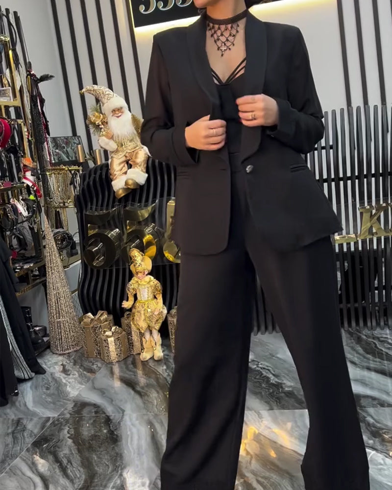 Rock Snygg Enfärgad Kavajslag