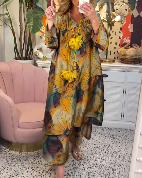 Retro löst tryckt casual set