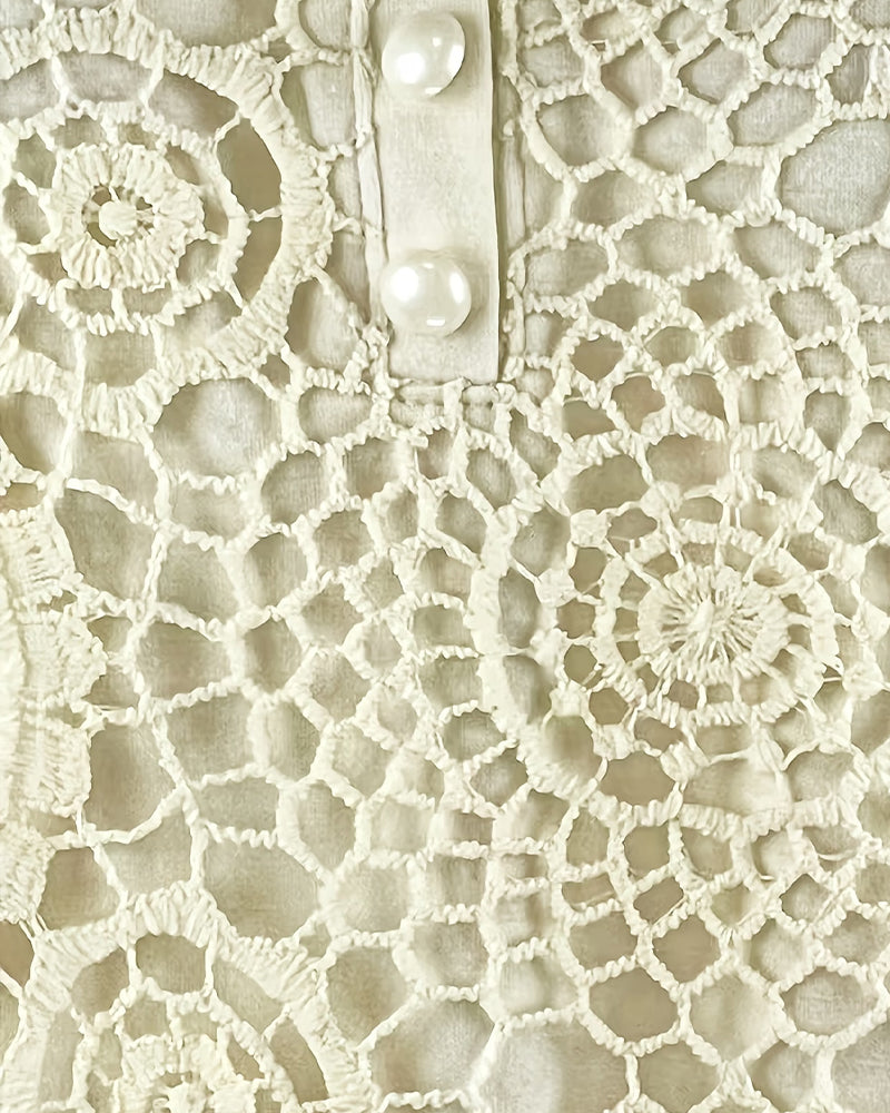 Blusar Spetspanel Kortärmad Pärlknapp