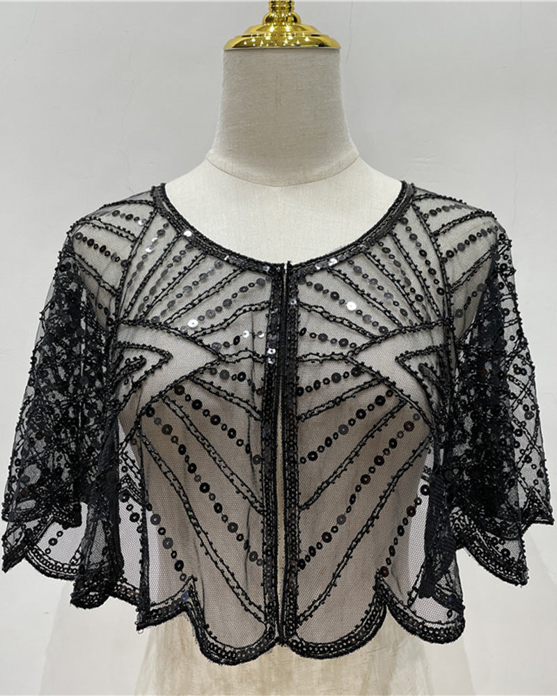 Sjal Vintage Spets med Pärlor