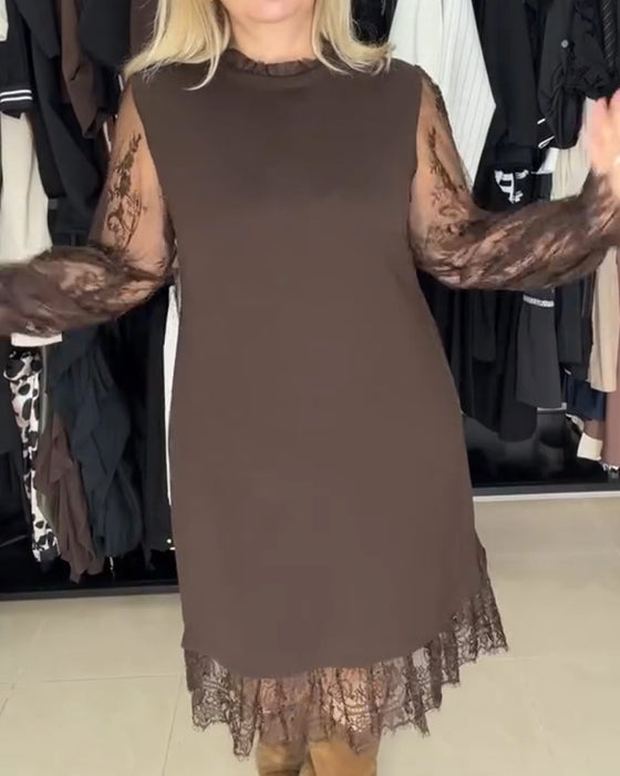 Klänning Spets Lappverk Stilfull Långärmad